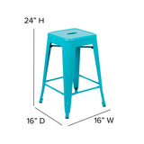 English Elm Commercial Grade Cierra 24" High Metal Counter-Height, Indoor Bar Stool in - Stackable Set of 4