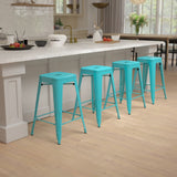 English Elm Commercial Grade Cierra 24" High Metal Counter-Height, Indoor Bar Stool in - Stackable Set of 4