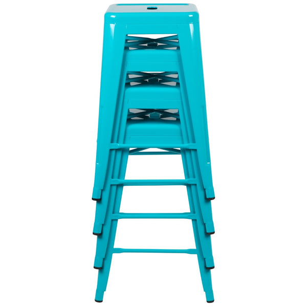 English Elm Commercial Grade Cierra 24" High Metal Counter-Height, Indoor Bar Stool in - Stackable Set of 4