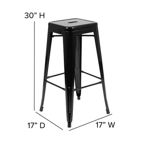 English Elm Commercial Grade Cierra 30" High Metal Indoor Bar Stool in - Stackable Set of 4