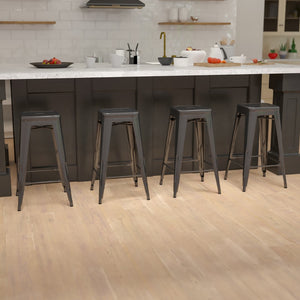 English Elm Commercial Grade Cierra 30" High Metal Indoor Bar Stool in - Stackable Set of 4