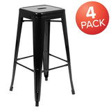 English Elm Commercial Grade Cierra 30" High Metal Indoor Bar Stool in - Stackable Set of 4