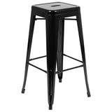 English Elm Commercial Grade Cierra 30" High Metal Indoor Bar Stool in - Stackable Set of 4