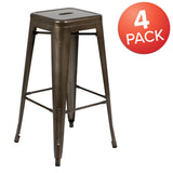 English Elm Commercial Grade Cierra 30" High Metal Indoor Bar Stool in - Stackable Set of 4