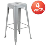 English Elm Commercial Grade Cierra 30" High Metal Indoor Bar Stool in - Stackable Set of 4