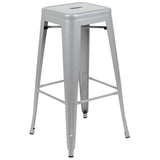 English Elm Commercial Grade Cierra 30" High Metal Indoor Bar Stool in - Stackable Set of 4