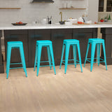 English Elm Commercial Grade Cierra 30" High Metal Indoor Bar Stool in - Stackable Set of 4