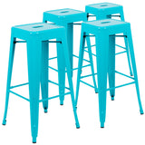 English Elm Commercial Grade Cierra 30" High Metal Indoor Bar Stool in - Stackable Set of 4