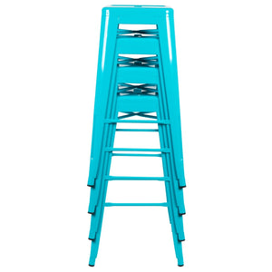 English Elm Commercial Grade Cierra 30" High Metal Indoor Bar Stool in - Stackable Set of 4