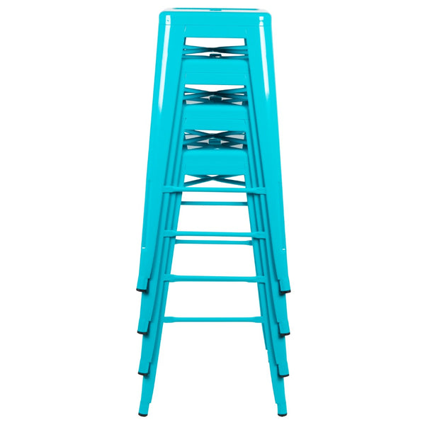 English Elm Commercial Grade Cierra 30" High Metal Indoor Bar Stool in - Stackable Set of 4