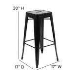 English Elm Commercial Grade Set of 4 Commercial Grade 30" High Backless Metal Indoor Bar Height Stools with All-Weather Poly Resin Seats