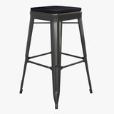 English Elm Commercial Grade Set of 4 Commercial Grade 30" High Backless Metal Indoor Bar Height Stools with All-Weather Poly Resin Seats