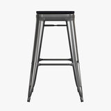 English Elm Commercial Grade Set of 4 Commercial Grade 30" High Backless Metal Indoor Bar Height Stools with All-Weather Poly Resin Seats