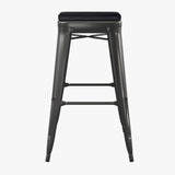 English Elm Commercial Grade Set of 4 Commercial Grade 30" High Backless Metal Indoor Bar Height Stools with All-Weather Poly Resin Seats