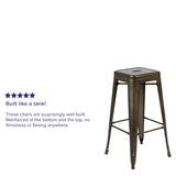 English Elm Commercial Grade Cierra 30" High Metal Indoor Bar Stool with Wood Seat in - Stackable Set of 4