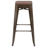 English Elm Commercial Grade Cierra 30" High Metal Indoor Bar Stool with Wood Seat in - Stackable Set of 4