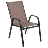 English Elm Commercial Grade 4 Pack Series Outdoor Stack Chair with Flex Comfort Material and Metal Frame