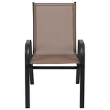 English Elm Commercial Grade 4 Pack Series Outdoor Stack Chair with Flex Comfort Material and Metal Frame