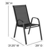 English Elm Commercial Grade 4 Pack Series Outdoor Stack Chair with Flex Comfort Material and Metal Frame