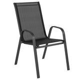 English Elm Commercial Grade 4 Pack Series Outdoor Stack Chair with Flex Comfort Material and Metal Frame