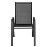 English Elm Commercial Grade 4 Pack Series Outdoor Stack Chair with Flex Comfort Material and Metal Frame