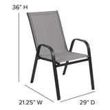 English Elm Commercial Grade 4 Pack Series Outdoor Stack Chair with Flex Comfort Material and Metal Frame