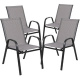 English Elm Commercial Grade 4 Pack Series Outdoor Stack Chair with Flex Comfort Material and Metal Frame