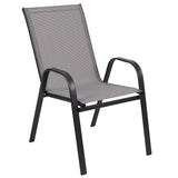 English Elm Commercial Grade 4 Pack Series Outdoor Stack Chair with Flex Comfort Material and Metal Frame