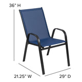 English Elm Commercial Grade 4 Pack Series Outdoor Stack Chair with Flex Comfort Material and Metal Frame