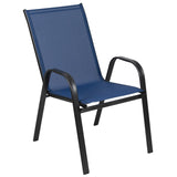 English Elm Commercial Grade 4 Pack Series Outdoor Stack Chair with Flex Comfort Material and Metal Frame