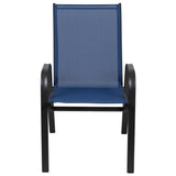 English Elm Commercial Grade 4 Pack Series Outdoor Stack Chair with Flex Comfort Material and Metal Frame