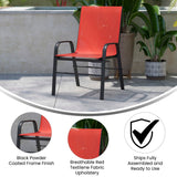 English Elm Commercial Grade 4 Pack Series Black Outdoor Stack Chair with Flex Comfort Material and Metal Frame