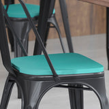 English Elm Commercial Grade Set of 4 Poly Resin Wood Seat with Rounded Edges for Colorful Metal Chairs and Stools