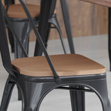 English Elm Commercial Grade Set of 4 Poly Resin Wood Seat with Rounded Edges for Colorful Metal Chairs and Stools