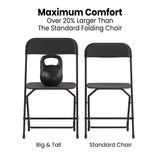 English Elm Commercial Grade Big and Tall Commercial Folding Chair - Extra Wide 650LB. Capacity - Durable Plastic - , 4-Pack