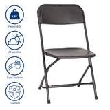 English Elm Commercial Grade Big and Tall Commercial Folding Chair - Extra Wide 650LB. Capacity - Durable Plastic - , 4-Pack