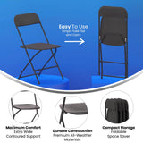 English Elm Commercial Grade Big and Tall Commercial Folding Chair - Extra Wide 650LB. Capacity - Durable Plastic - , 4-Pack