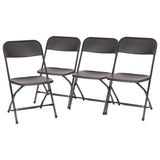 English Elm Commercial Grade Big and Tall Commercial Folding Chair - Extra Wide 650LB. Capacity - Durable Plastic - , 4-Pack