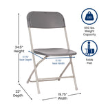 English Elm Commercial Grade Big and Tall Commercial Folding Chair - Extra Wide 650LB. Capacity - Durable Plastic - , 4-Pack