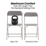 English Elm Commercial Grade Big and Tall Commercial Folding Chair - Extra Wide 650LB. Capacity - Durable Plastic - , 4-Pack