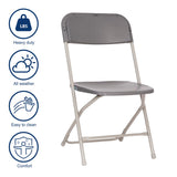 English Elm Commercial Grade Big and Tall Commercial Folding Chair - Extra Wide 650LB. Capacity - Durable Plastic - , 4-Pack