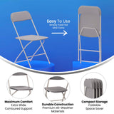 English Elm Commercial Grade Big and Tall Commercial Folding Chair - Extra Wide 650LB. Capacity - Durable Plastic - , 4-Pack