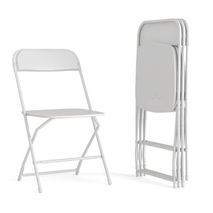 English Elm Commercial Grade Big and Tall Commercial Folding Chair - Extra Wide 650LB. Capacity - Durable Plastic - , 4-Pack