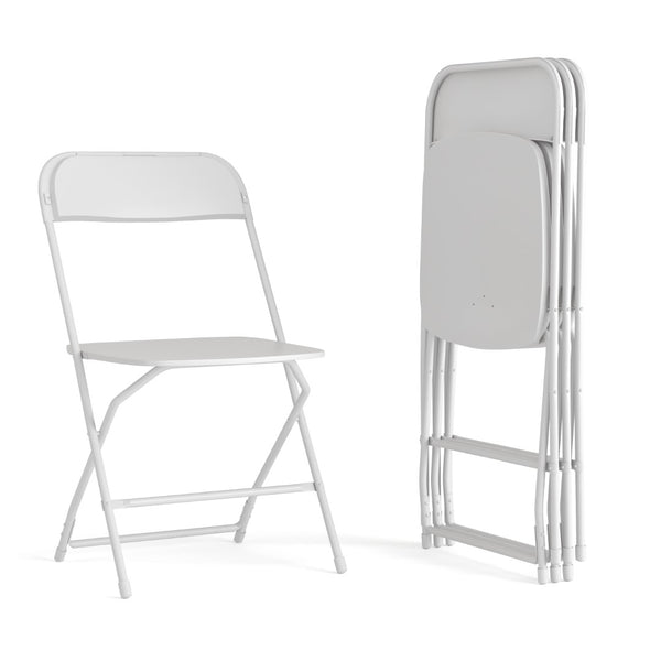 English Elm Commercial Grade Big and Tall Commercial Folding Chair - Extra Wide 650LB. Capacity - Durable Plastic - , 4-Pack