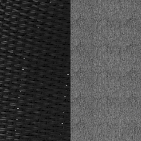 English Elm Set of 4 Stackable Indoor/Outdoor Wicker Dining Chairs with Gray Seat Cushions - Fade & Weather-Resistant Materials