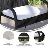 English Elm Set of 4 Outdoor Patio Chair Cushion, Weather-Resistant Removable Cover with 1.6" Comfort Foam Core with Ties - 19"x18"