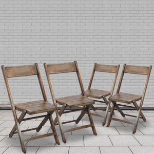 English Elm Commercial Grade Commercial Wooden Folding Chair with Slatted Seat and Beechwood Frame, No Assembly Required,