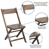 English Elm Commercial Grade Commercial Wooden Folding Chair with Slatted Seat and Beechwood Frame, No Assembly Required,