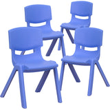 English Elm Commercial Grade 4 Pack Plastic Stackable School Chair with 12'' Seat Height