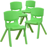 English Elm Commercial Grade 4 Pack Plastic Stackable School Chair with 12'' Seat Height